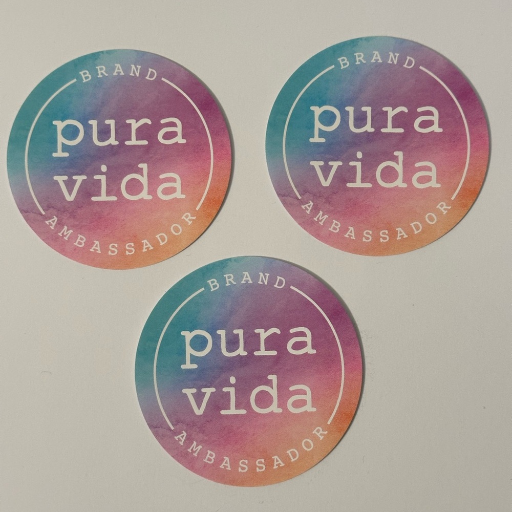 Pura Vida Brand Ambassador Sticker (Discontinued) Lot of 3 Ombré Pink & Blue NEW